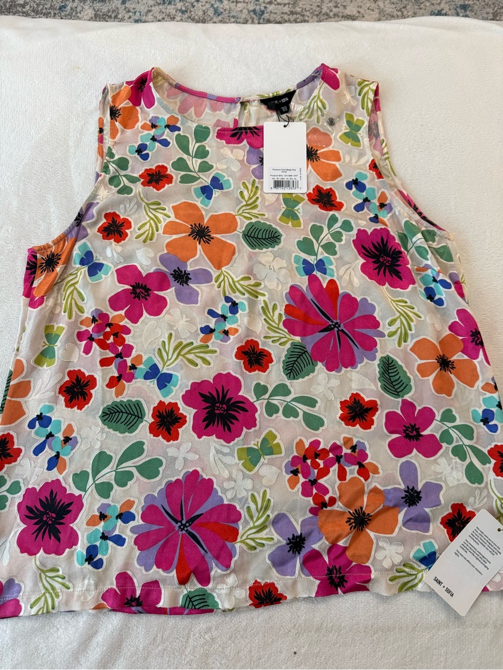 Saint + Sofia Floral Tank Top Blouse Size 12 NEW D92